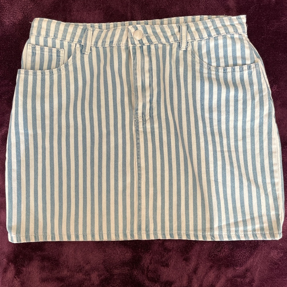 Hem & Thread Stripped Mini Skirt